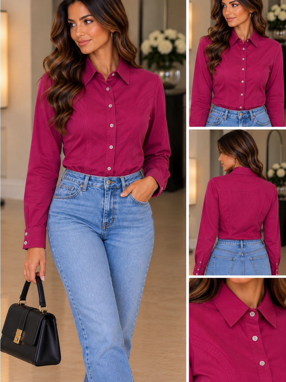 Express Fuchsia Button-Down Shirt